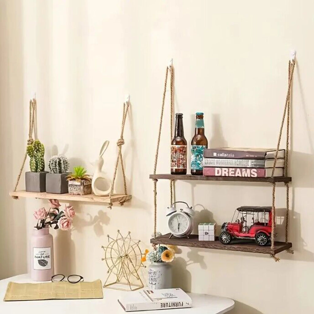 Casssa Wooden Floating Rope Shelves