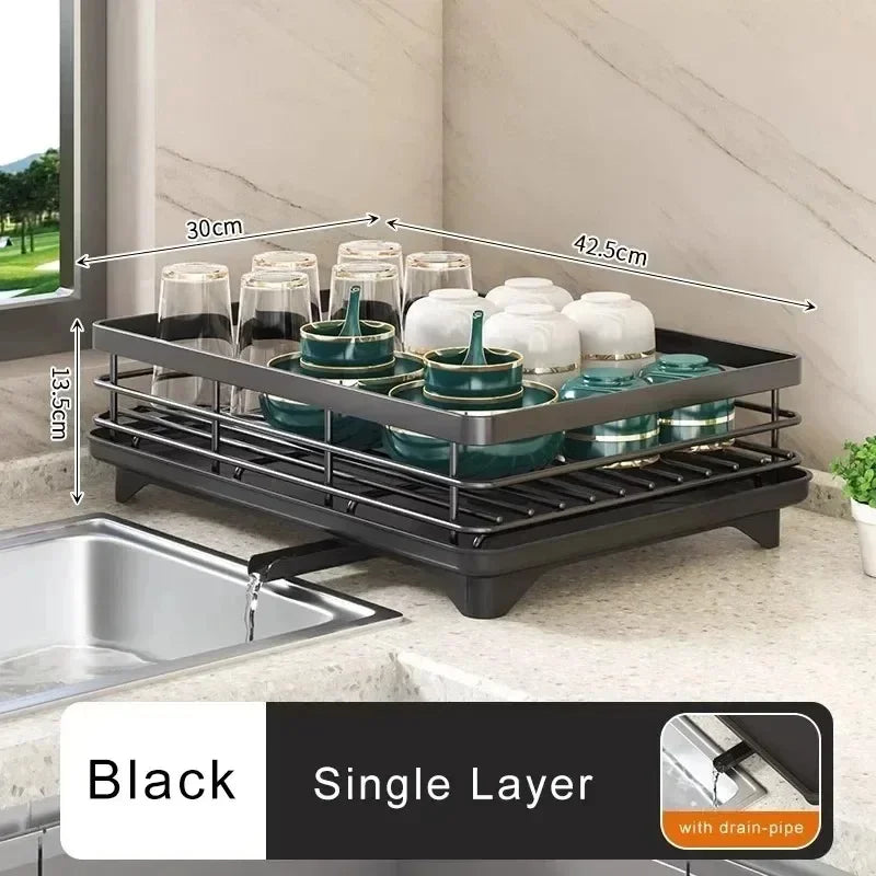 Casssa Adjustable Dish Drying Rack & Drainboard Organizer