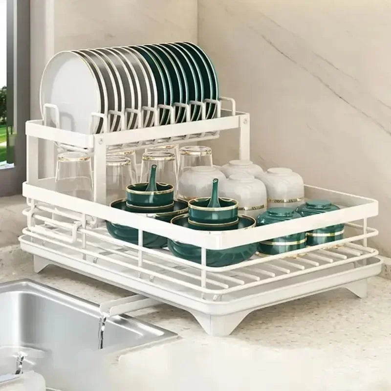 Casssa Adjustable Dish Drying Rack & Drainboard Organizer