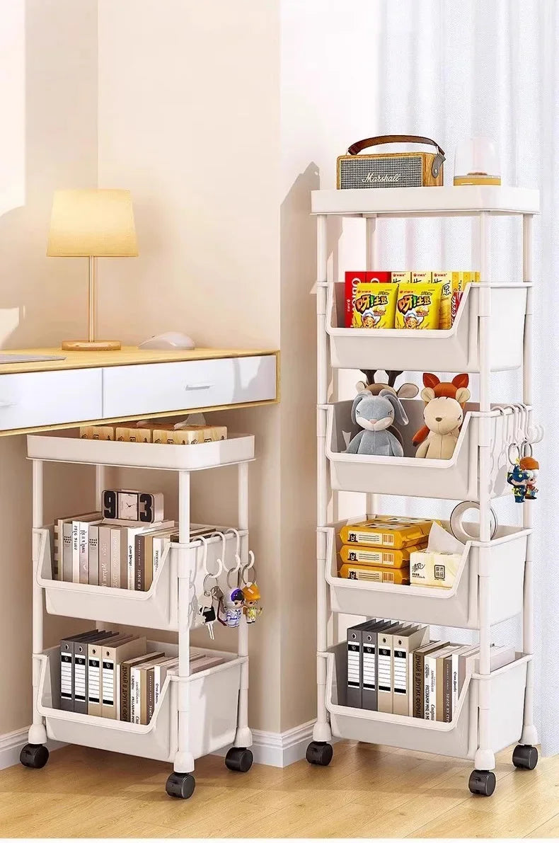 Casssa Multi-Layer Trolley Bookshelf & Storage Cabinet