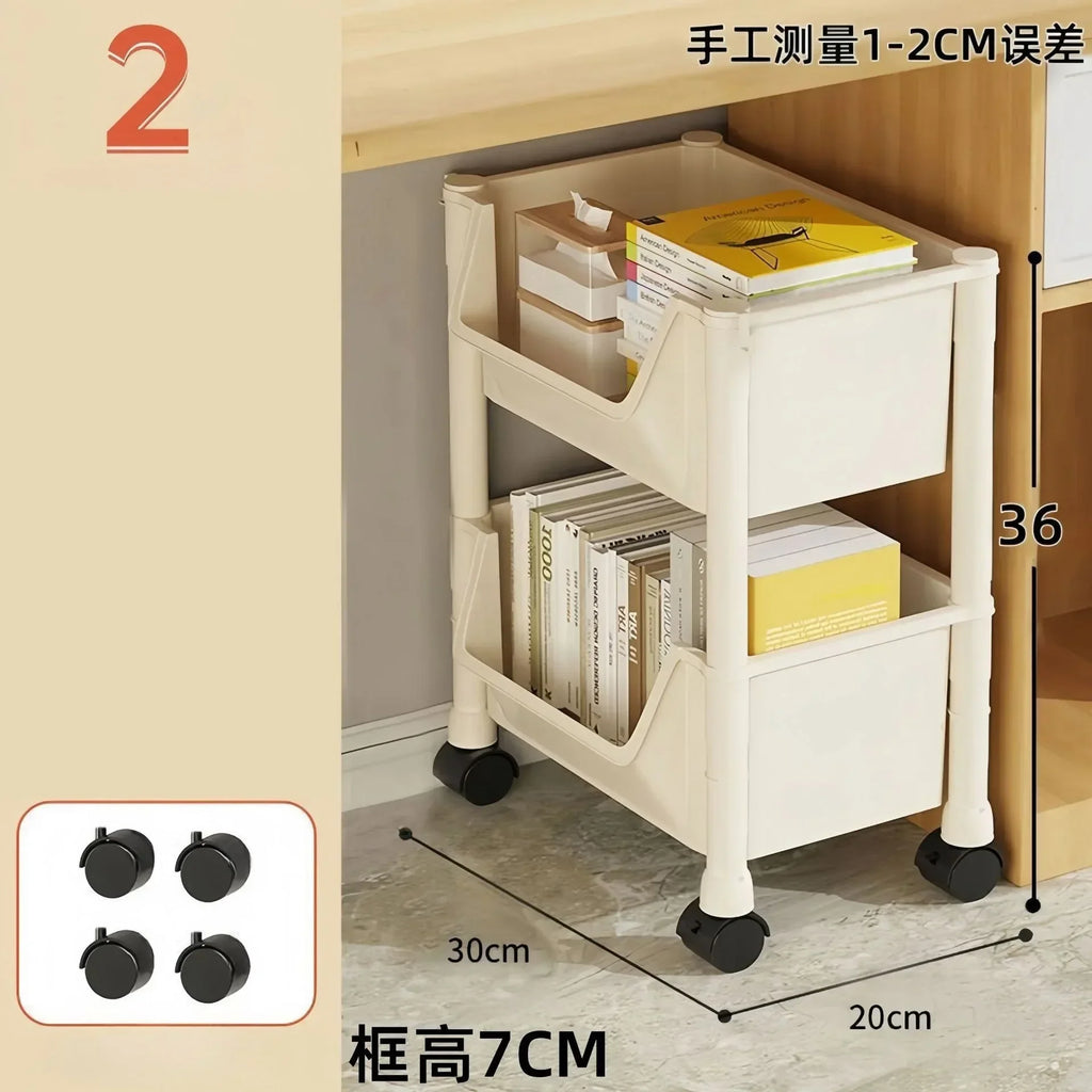 Casssa Multi-Layer Trolley Bookshelf & Storage Cabinet