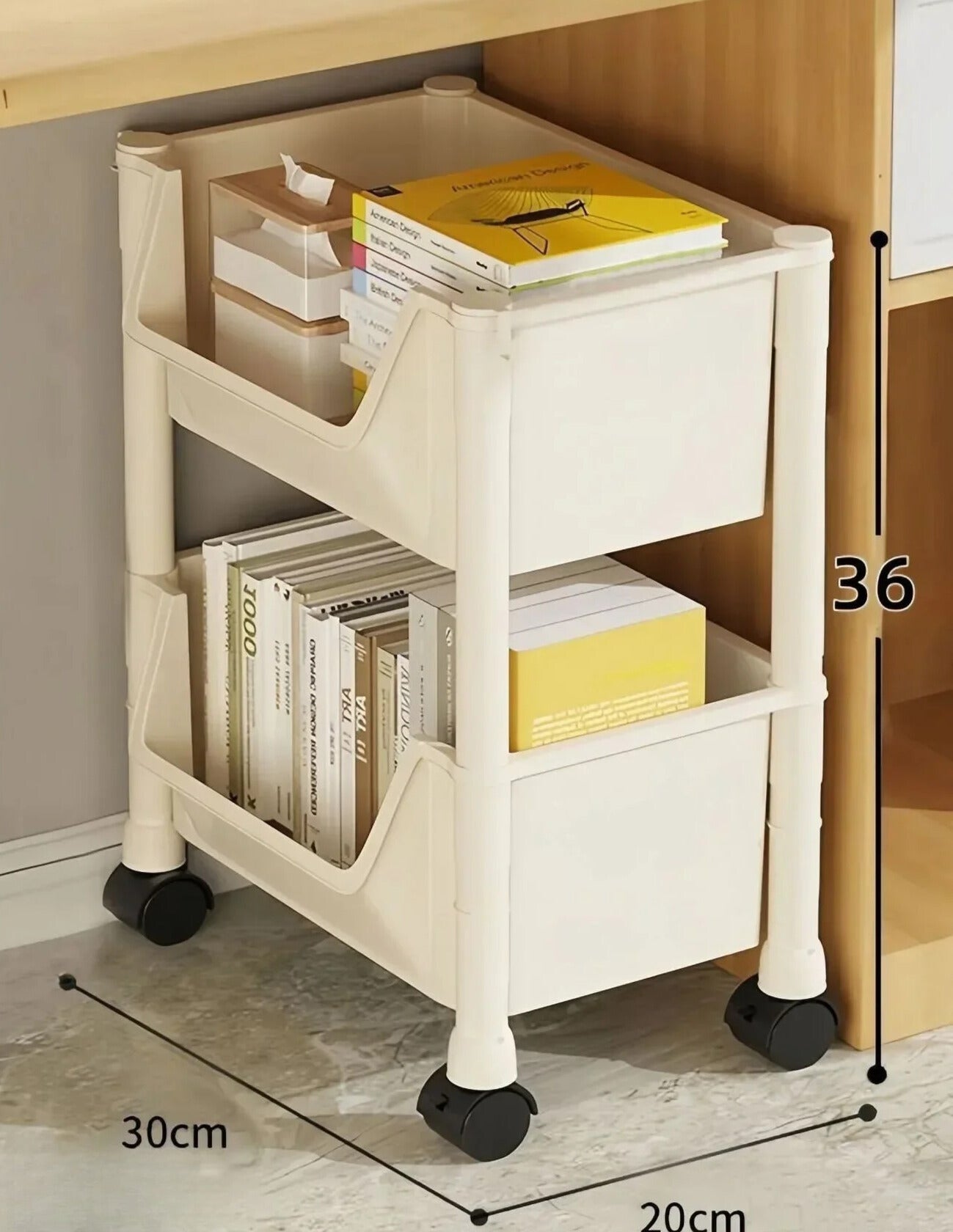 Casssa Multi-Layer Trolley Bookshelf & Storage Cabinet