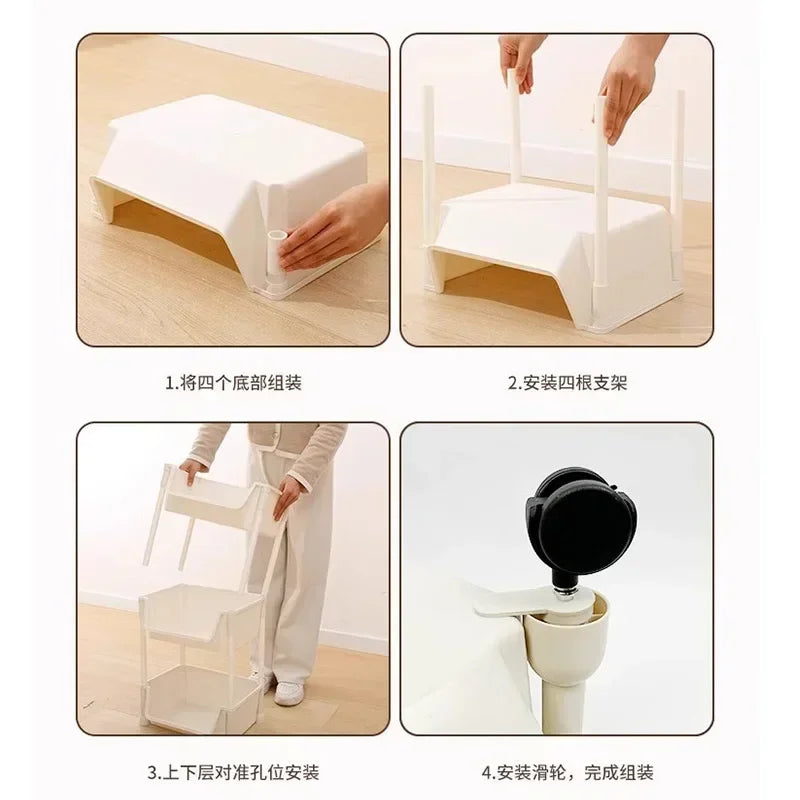 Casssa Multi-Layer Trolley Bookshelf & Storage Cabinet