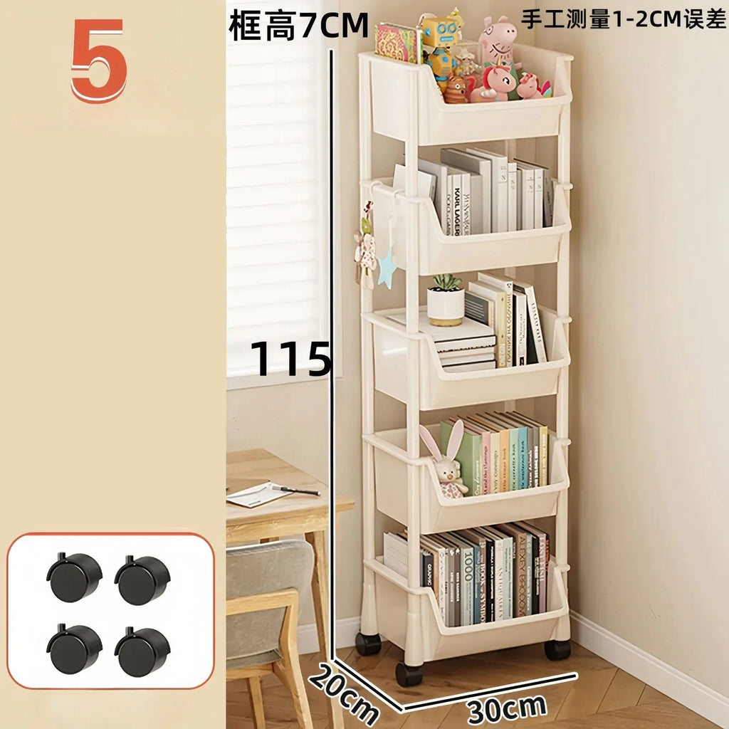 Casssa Multi-Layer Trolley Bookshelf & Storage Cabinet