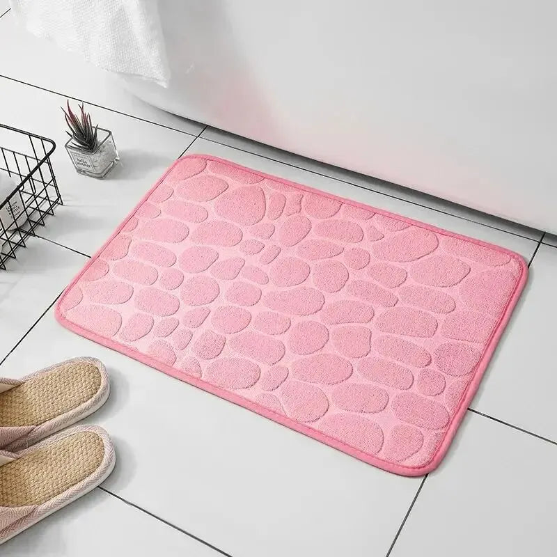 Casssa Embossed Velvet Memory Foam Cobblestone Floor Mat 🛁✨