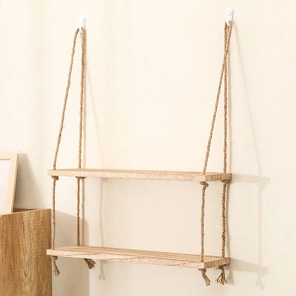 Casssa Wooden Floating Rope Shelves