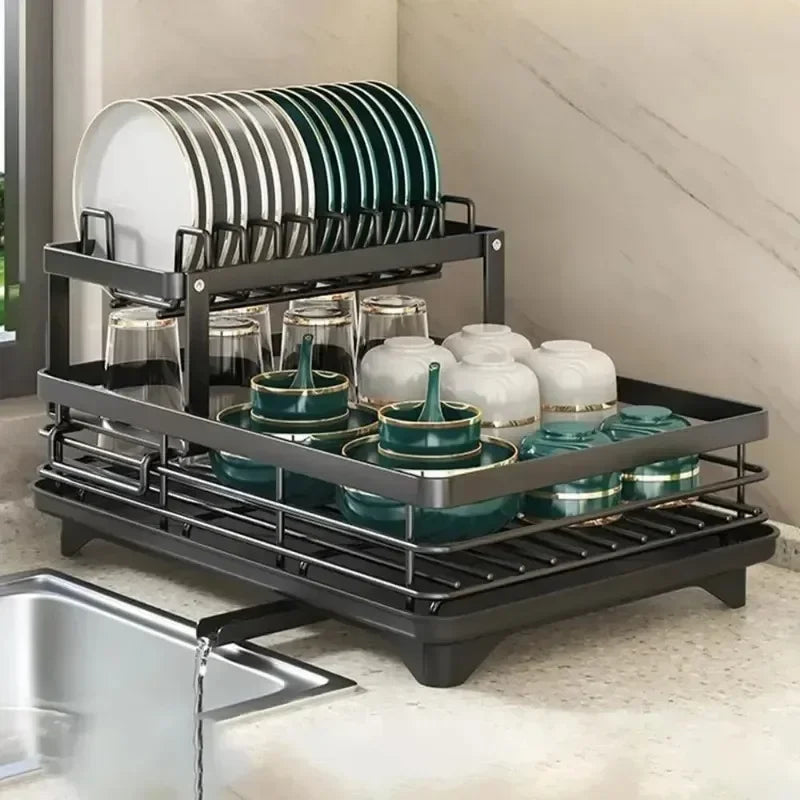 Casssa Adjustable Dish Drying Rack & Drainboard Organizer
