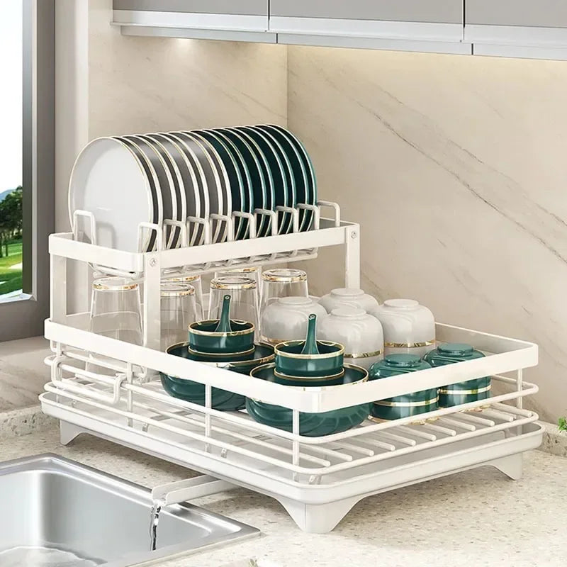 Casssa Adjustable Dish Drying Rack & Drainboard Organizer