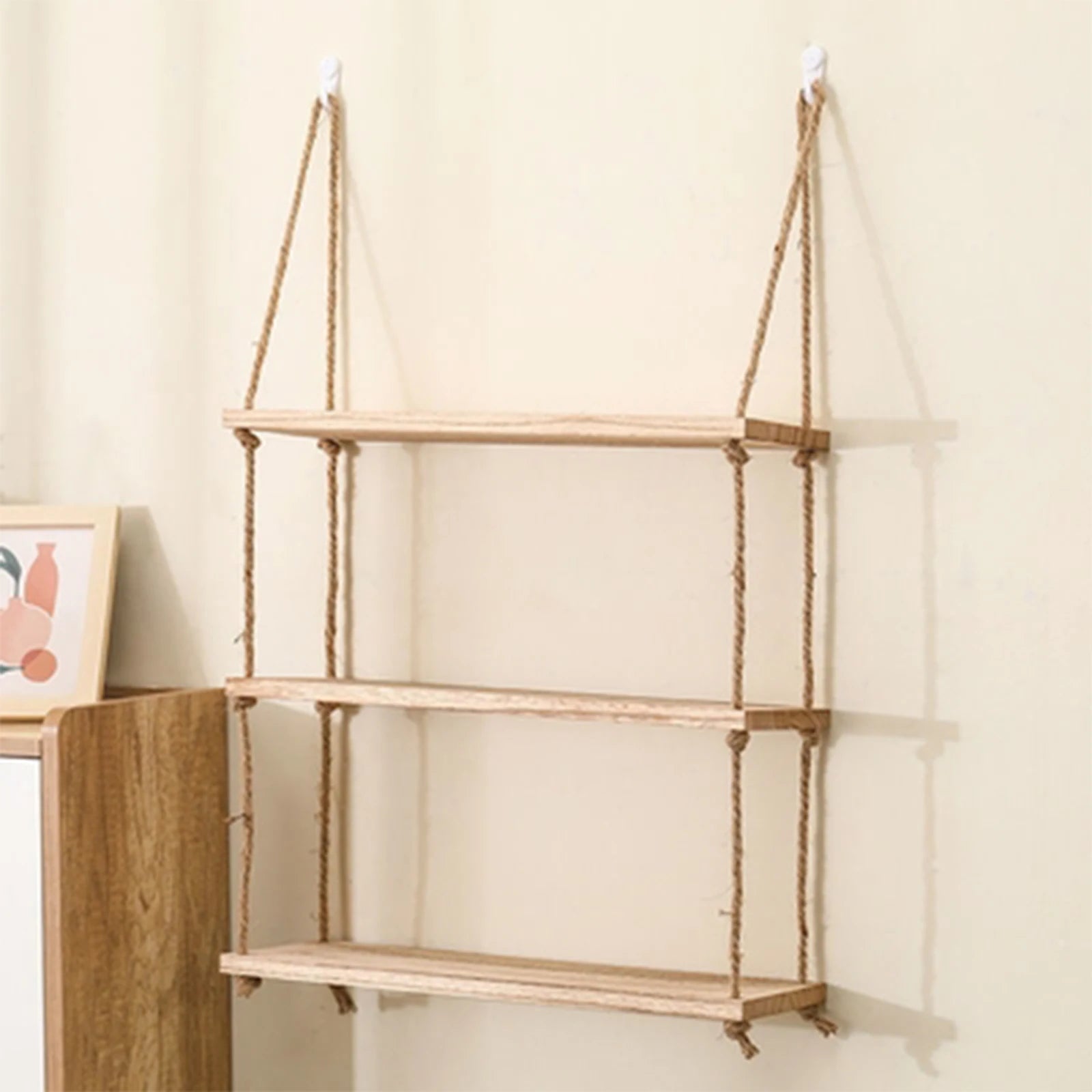 Casssa Wooden Floating Rope Shelves