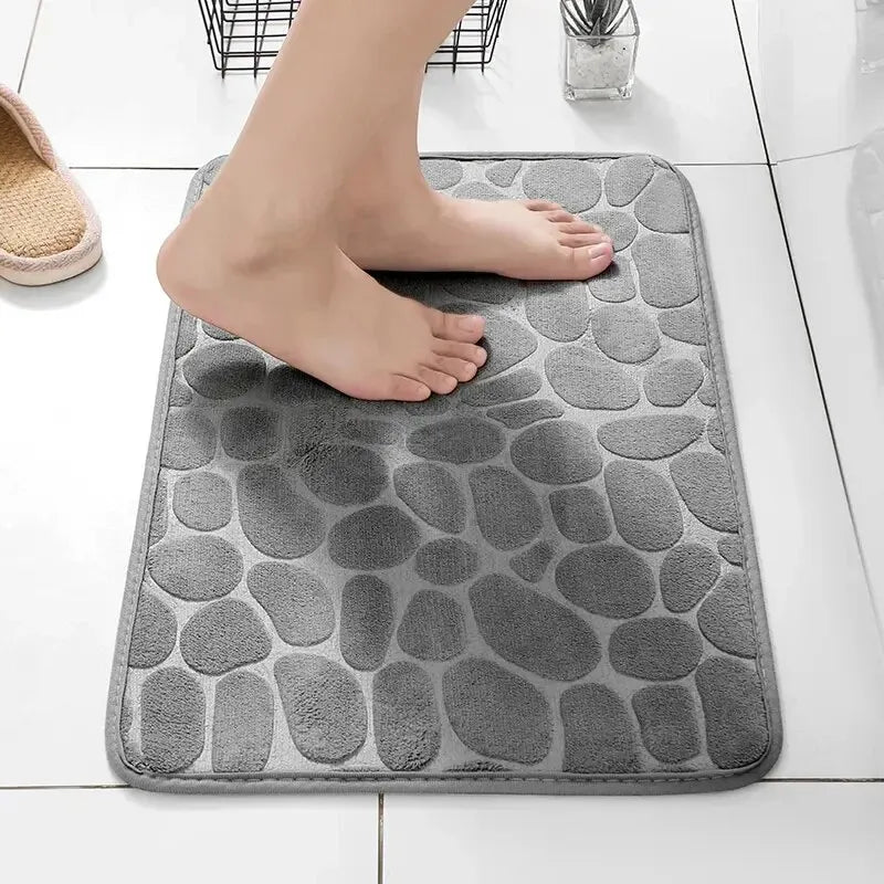 Casssa Embossed Velvet Memory Foam Cobblestone Floor Mat 🛁✨