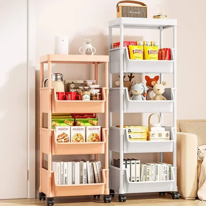 Casssa Multi-Layer Trolley Bookshelf & Storage Cabinet