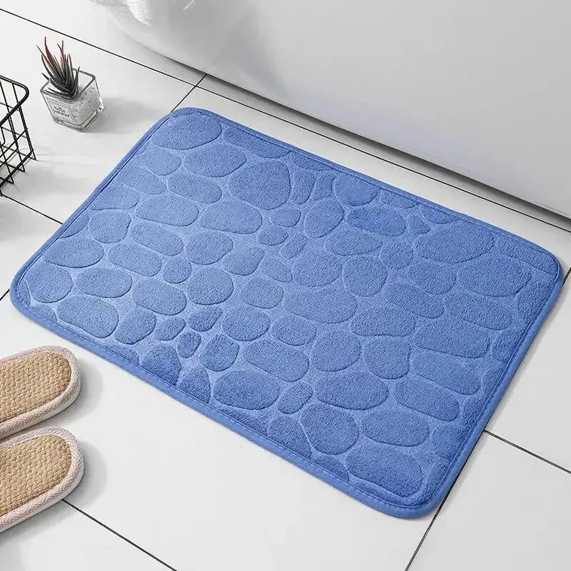 Casssa Embossed Velvet Memory Foam Cobblestone Floor Mat 🛁✨