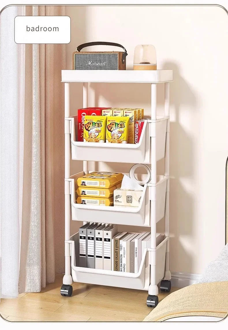 Casssa Multi-Layer Trolley Bookshelf & Storage Cabinet