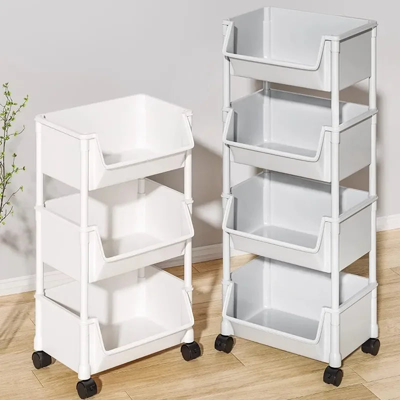 Casssa Multi-Layer Trolley Bookshelf & Storage Cabinet