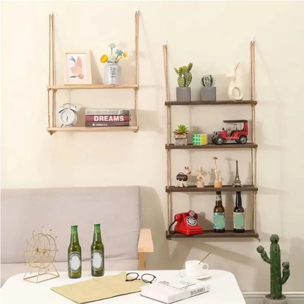 Casssa Wooden Floating Rope Shelves