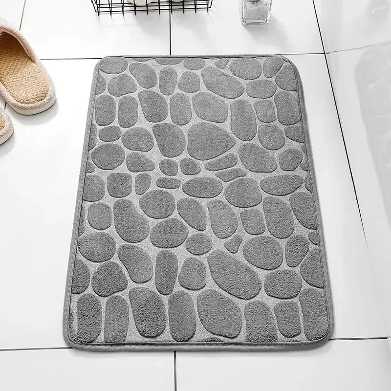 Casssa Embossed Velvet Memory Foam Cobblestone Floor Mat 🛁✨