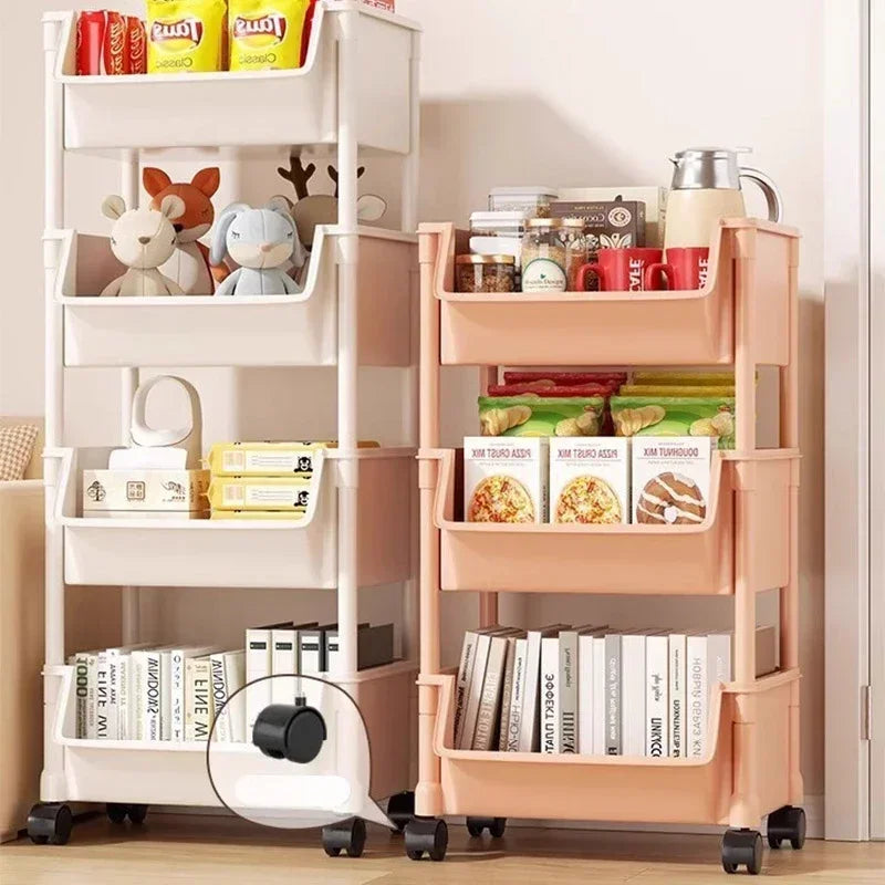Casssa Multi-Layer Trolley Bookshelf & Storage Cabinet