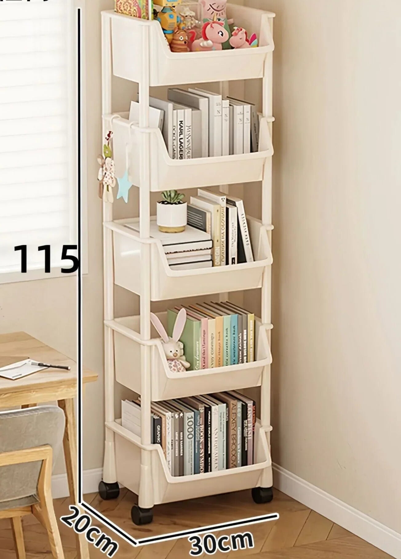 Casssa Multi-Layer Trolley Bookshelf & Storage Cabinet