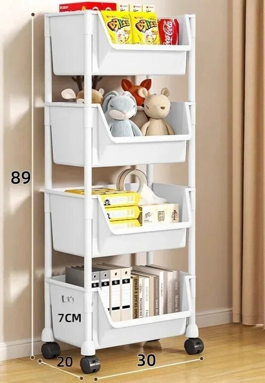 Casssa Multi-Layer Trolley Bookshelf & Storage Cabinet