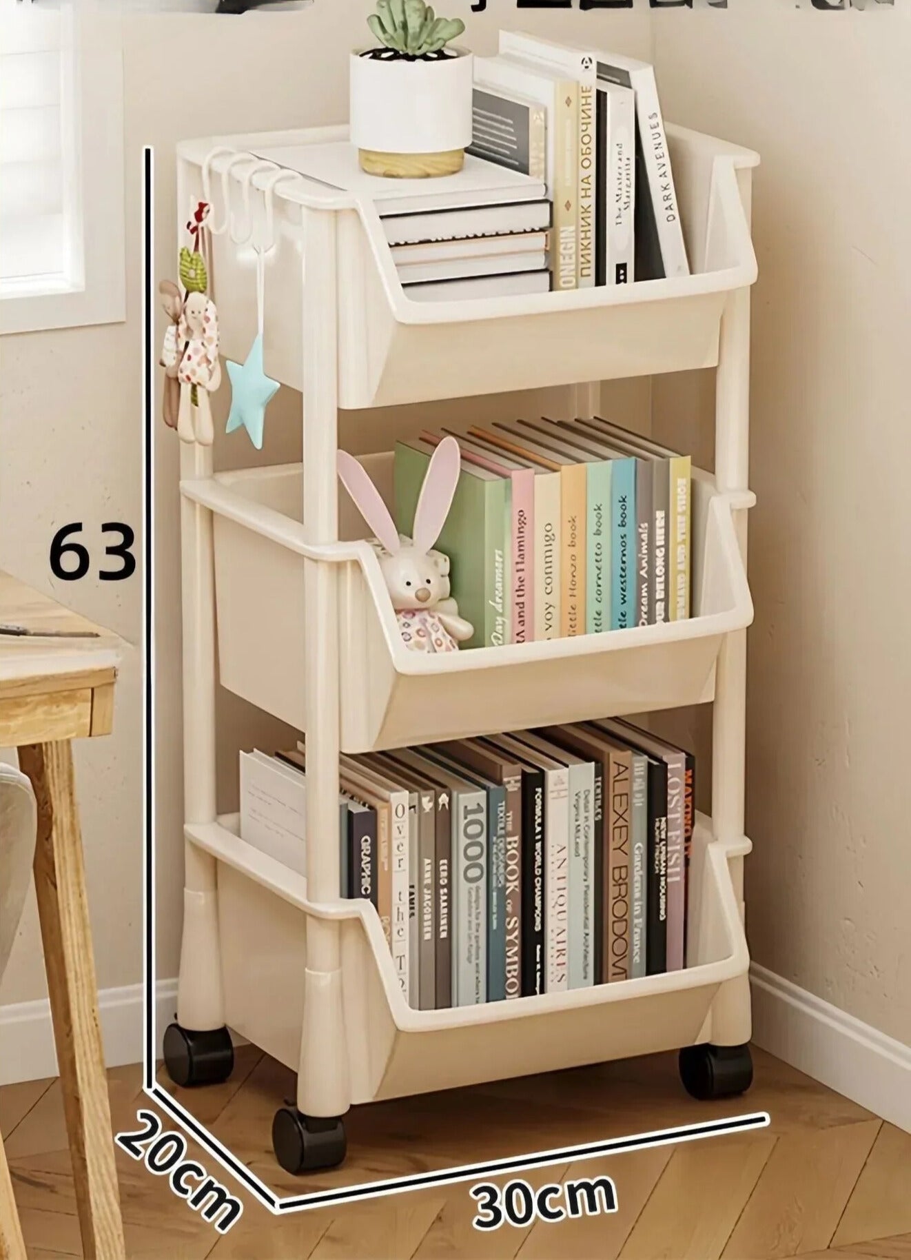 Casssa Multi-Layer Trolley Bookshelf & Storage Cabinet